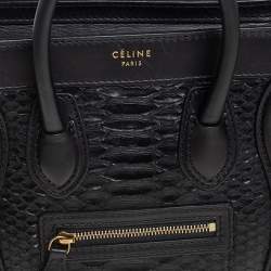 مملوكة مسبقًا Celine Black Python and Leather Nano Luggage Tote