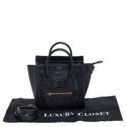 مملوكة مسبقًا Celine Black Python and Leather Nano Luggage Tote