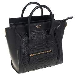 مملوكة مسبقًا Celine Black Python and Leather Nano Luggage Tote