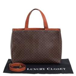 Pre Owned  Celine Brown/Tan Macadam Coated Canvas and Leather Tote