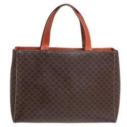 Pre Owned  Celine Brown/Tan Macadam Coated Canvas and Leather Tote
