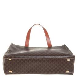 Pre Owned  Celine Brown/Tan Macadam Coated Canvas and Leather Tote