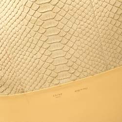 Pre Owned Celine Cream/Yellow Python and Leather Vertical Cabas Tote