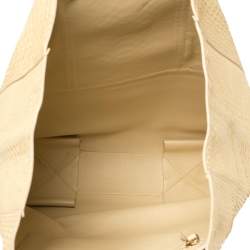 Pre Owned Celine Cream/Yellow Python and Leather Vertical Cabas Tote