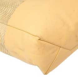 Pre Owned Celine Cream/Yellow Python and Leather Vertical Cabas Tote