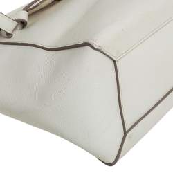 Pre Owned Celine Off White Leather Micro Belt Top Handle Bag