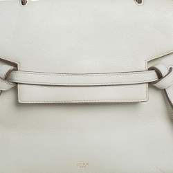 Pre Owned Celine Off White Leather Micro Belt Top Handle Bag