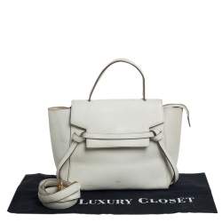Pre Owned Celine Off White Leather Micro Belt Top Handle Bag