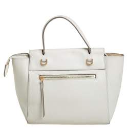 Pre Owned Celine Off White Leather Micro Belt Top Handle Bag