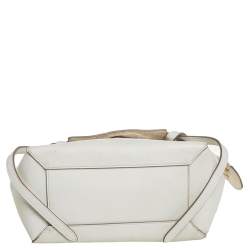 Pre Owned Celine Off White Leather Micro Belt Top Handle Bag