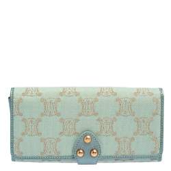 Pre Owned Céline Metallic Canvas Macadam Continental Wallet