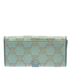 Pre Owned Céline Metallic Canvas Macadam Continental Wallet