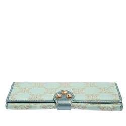 Pre Owned Céline Metallic Canvas Macadam Continental Wallet