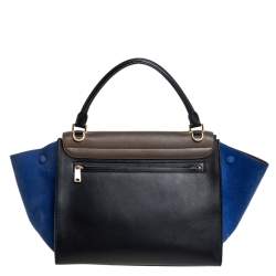 Pre Owned Celine Tricolor Leather and Suede Medium Trapeze Top Handle Bag