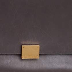 Pre Owned Celine Grey Leather and Suede Medium Trapeze Top Handle Bag