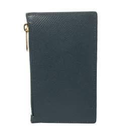 Pre Owned Celine Blue Leather Zip Card Holder