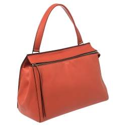 Pre Owned Celine Pastel Red Leather Medium Edge Top Handle Bag