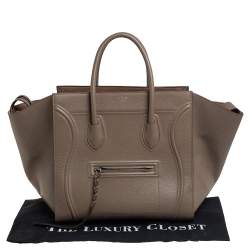 Pre Owned Celine Beige Leather Medium Phantom Luggage Tote
