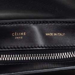Pre Owned Celine Black Leather, Suede and Python Medium Trapeze Top Handle Bag
