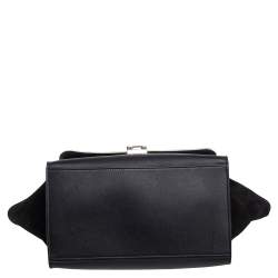 Pre Owned Celine Black Leather, Suede and Python Medium Trapeze Top Handle Bag