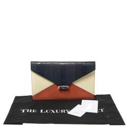 Pre Owned Celine Multicolor Ostrich Leg, Suede and Leather Diamond Clutch