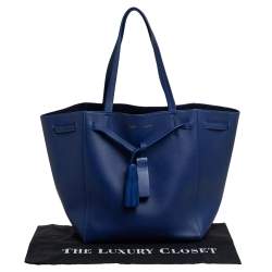Pre Owned Celine Blue Leather Medium Tassel Phantom Cabas Tote