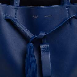 Pre Owned Celine Blue Leather Medium Tassel Phantom Cabas Tote