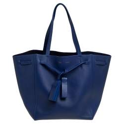 Pre Owned Celine Blue Leather Medium Tassel Phantom Cabas Tote