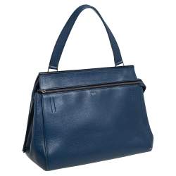 Pre Owned Celine Blue Leather Medium Edge Top Handle Bag