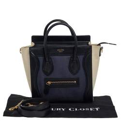 مملوكة مسبقًا حقيبة يد سيلين نانو لاغدغ جلد ثلاثية اللون