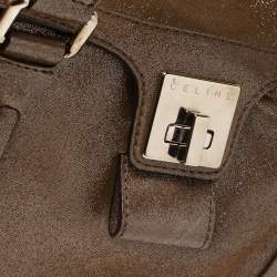 Pre Owned Celine Brown Glitter Leather Front Flap Satchel