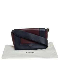 Celine Blue/Burgundy Leather Frame Classic Messenger Bag