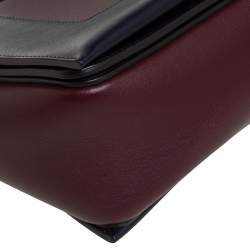 Celine Blue/Burgundy Leather Frame Classic Messenger Bag
