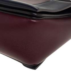 Celine Blue/Burgundy Leather Frame Classic Messenger Bag