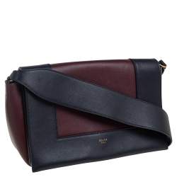 Celine Blue/Burgundy Leather Frame Classic Messenger Bag