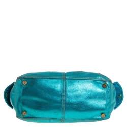 Pre Owned Celine Metallic Blue Leather Boogie Tote