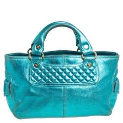 Pre Owned Celine Metallic Blue Leather Boogie Tote