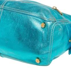 Pre Owned Celine Metallic Blue Leather Boogie Tote
