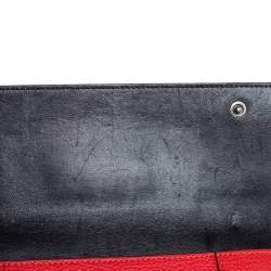 Pre Owned Celine Red Drummed Leather Multifunction Flap Wallet 