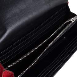 Pre Owned Celine Red Drummed Leather Multifunction Flap Wallet 