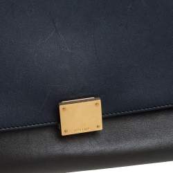 Pre Owned Celine Tri Color Leather and Suede Medium Trapeze Top Handle Bag