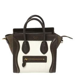 Pre Owned Celine Tricolor Leather Nano Luggage Tote 
