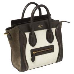 Pre Owned Celine Tricolor Leather Nano Luggage Tote 