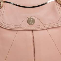 Pre Owned Celine Pale Pink Leather 'Clandestine' Frame Satchel