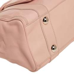 Pre Owned Celine Pale Pink Leather 'Clandestine' Frame Satchel