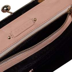 Pre Owned Celine Pale Pink Leather 'Clandestine' Frame Satchel