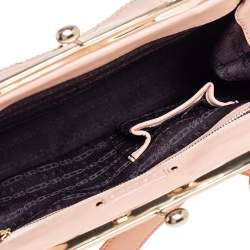 Pre Owned Celine Pale Pink Leather 'Clandestine' Frame Satchel