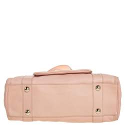 Pre Owned Celine Pale Pink Leather 'Clandestine' Frame Satchel