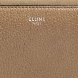 Pre Owned Celine Beige Leather Zip Around Wallet