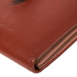 Pre Owned Celine Copper Brown/Pink Grained Leather Multifunction Strap Wallet